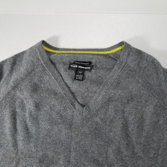 Club Monaco 100% Cashmere Sweater Size Large Men V Neck Gray - Picture 4 of 7